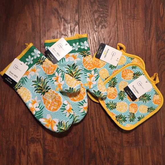 Mainstay Beach Flamingo Kitchen Set Potholder Oven Mitt Kitchen Towel